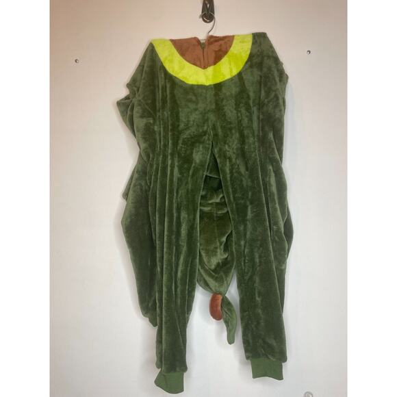 Mens One Piece Costume Loungewear Green Size Small Fleece Plush Avocado W/ Hood - Picture 4 of 5
